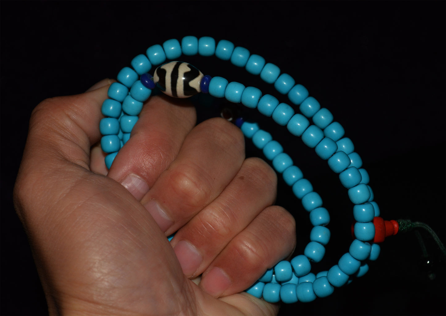 Genuine Tibetan Natural Turquoise Bracelet Dzi Mala Prayer Beads Necklace Real 108 Rosary