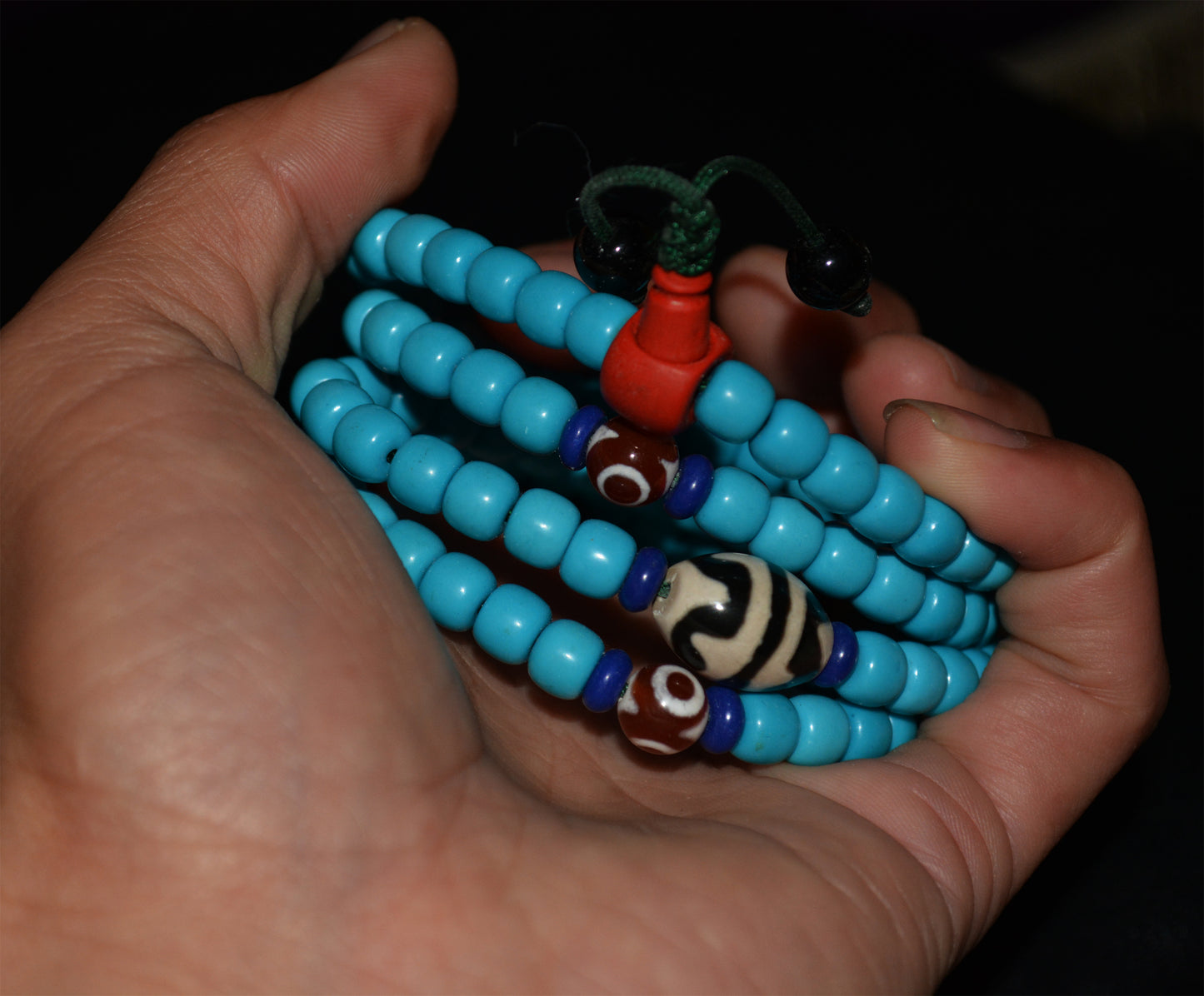 Genuine Tibetan Natural Turquoise Bracelet Dzi Mala Prayer Beads Necklace Real 108 Rosary