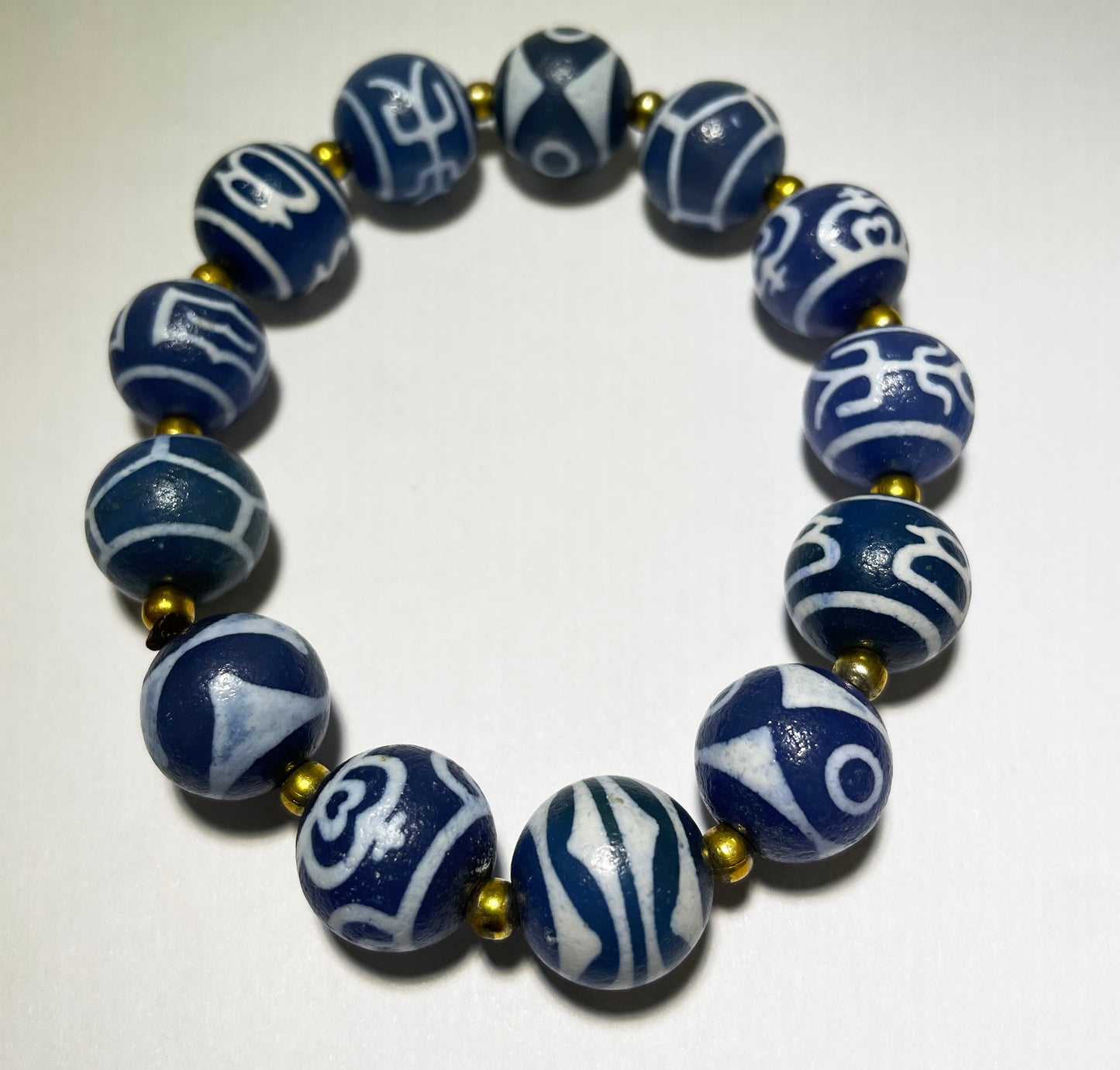 Genuine Tibetan Old Ancient Dzi Bead Bracelet Amulet Mala Prayer Beads Real Himalaya Agate Gzi