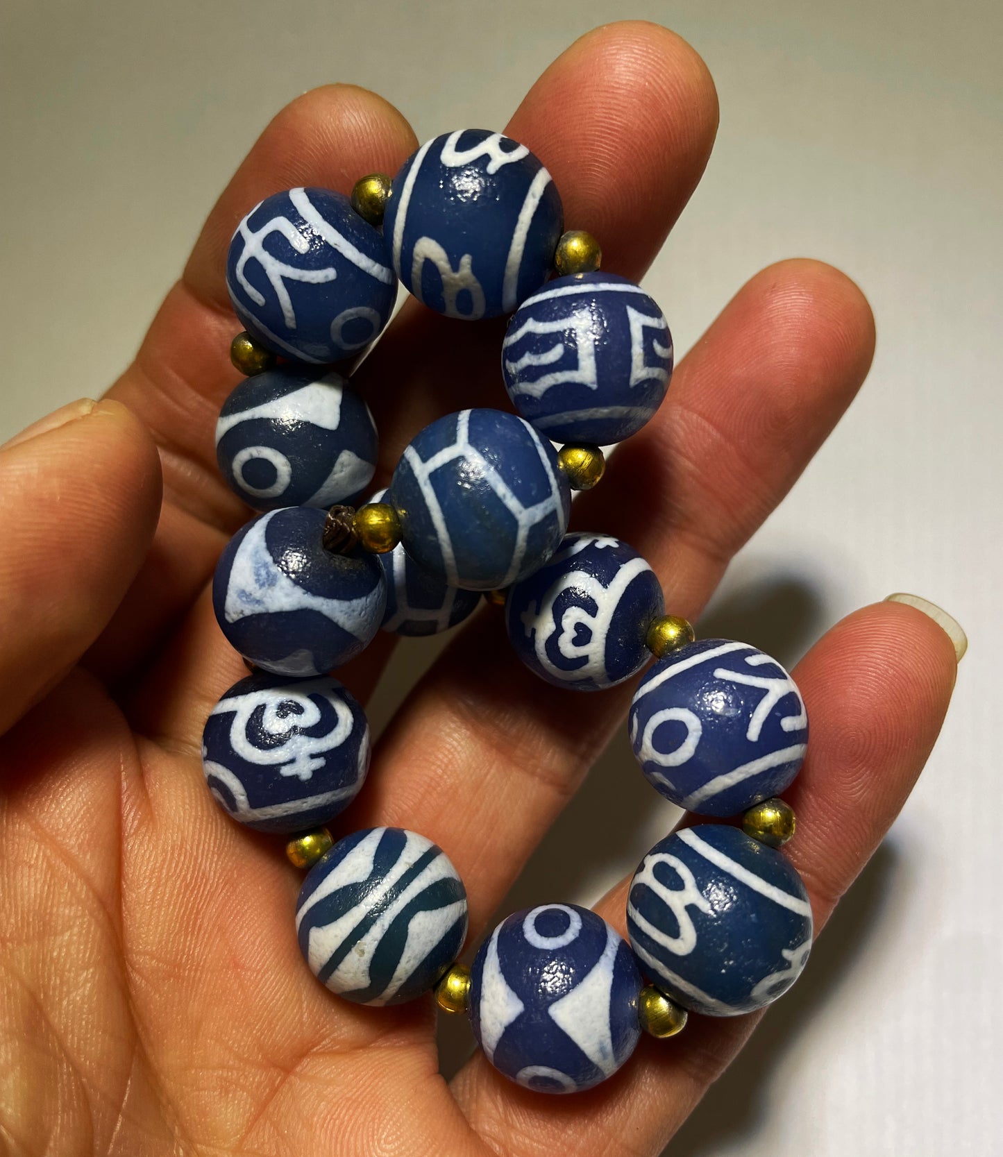 Genuine Tibetan Old Ancient Dzi Bead Bracelet Amulet Mala Prayer Beads Real Himalaya Agate Gzi