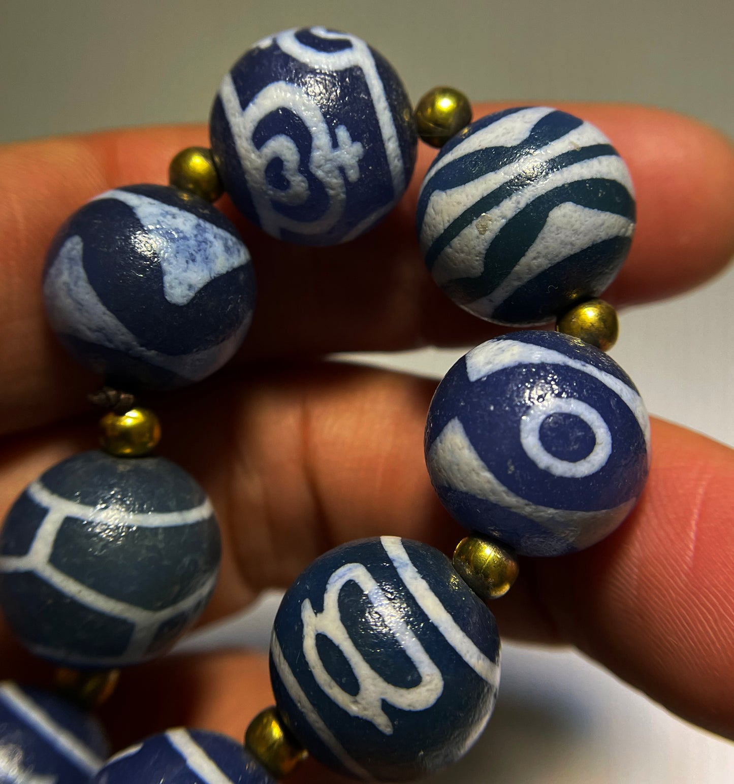 Genuine Tibetan Old Ancient Dzi Bead Bracelet Amulet Mala Prayer Beads Real Himalaya Agate Gzi