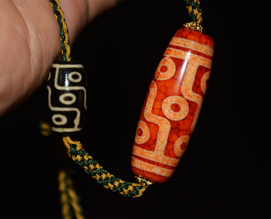 Genuine Tibetan Old Ancient Nine Eyes Dzi Bead Pendant Amulet Himalayan Agate Pure 9 Eyed Gzi Old Real Talisman Bracelet