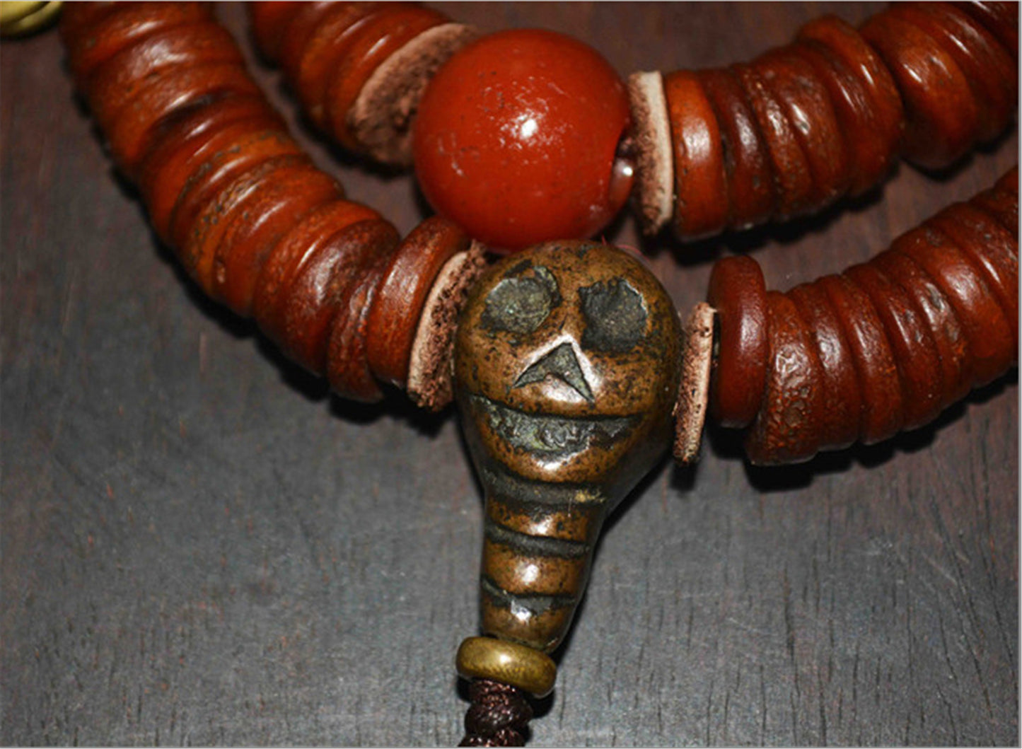 Genuine Tibetan Old Antique Kapala Bone Mala Prayer Beads 108 Rosary Bracelet Himalayan Real 108 Buddhism Worry Necklace Amulet