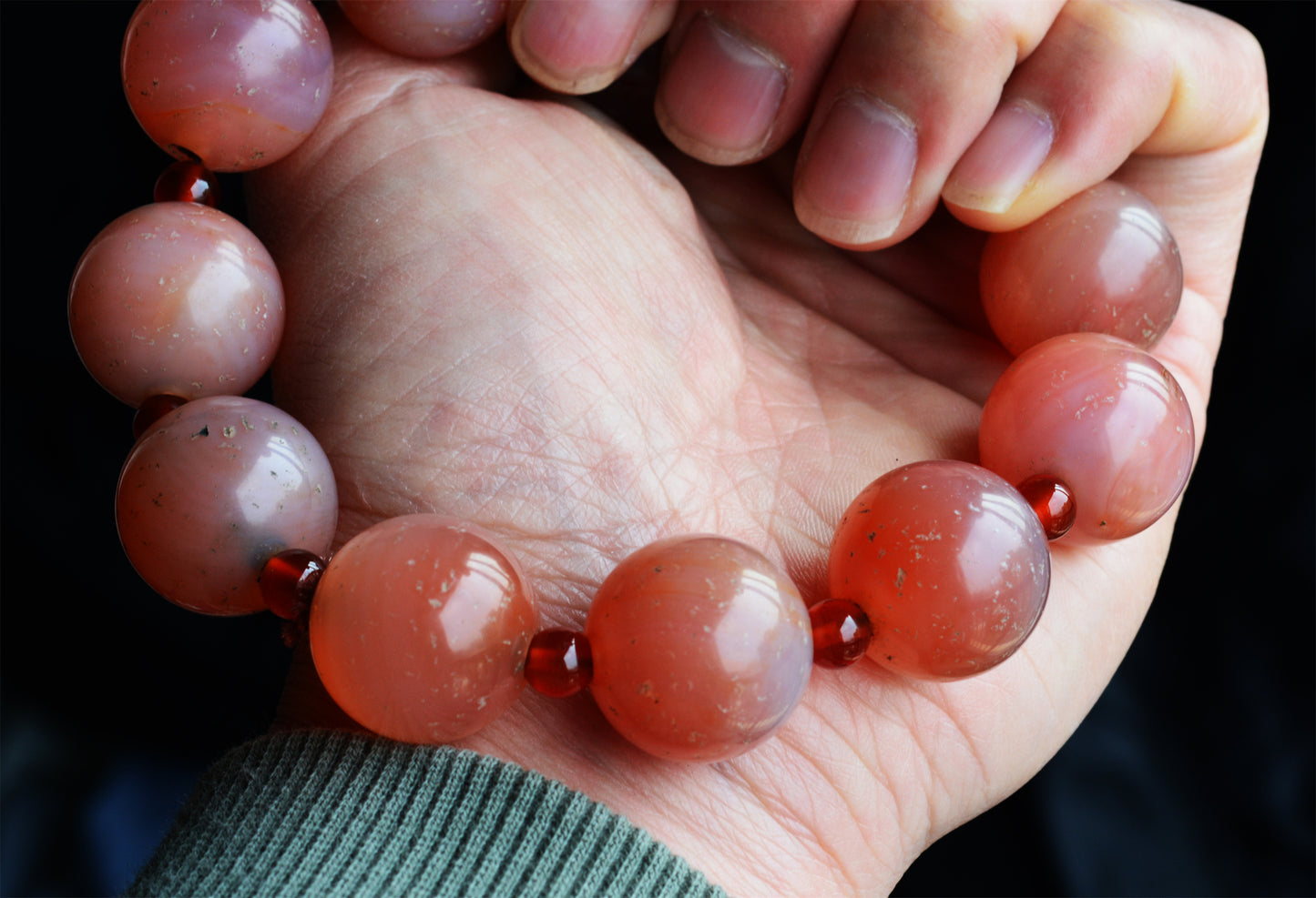 Himalayan Antique Nanhong Pema Raka Agate Bracelet Mala Prayer Beads Tibet Carnelian Rosary  Genuine Worry Amulet