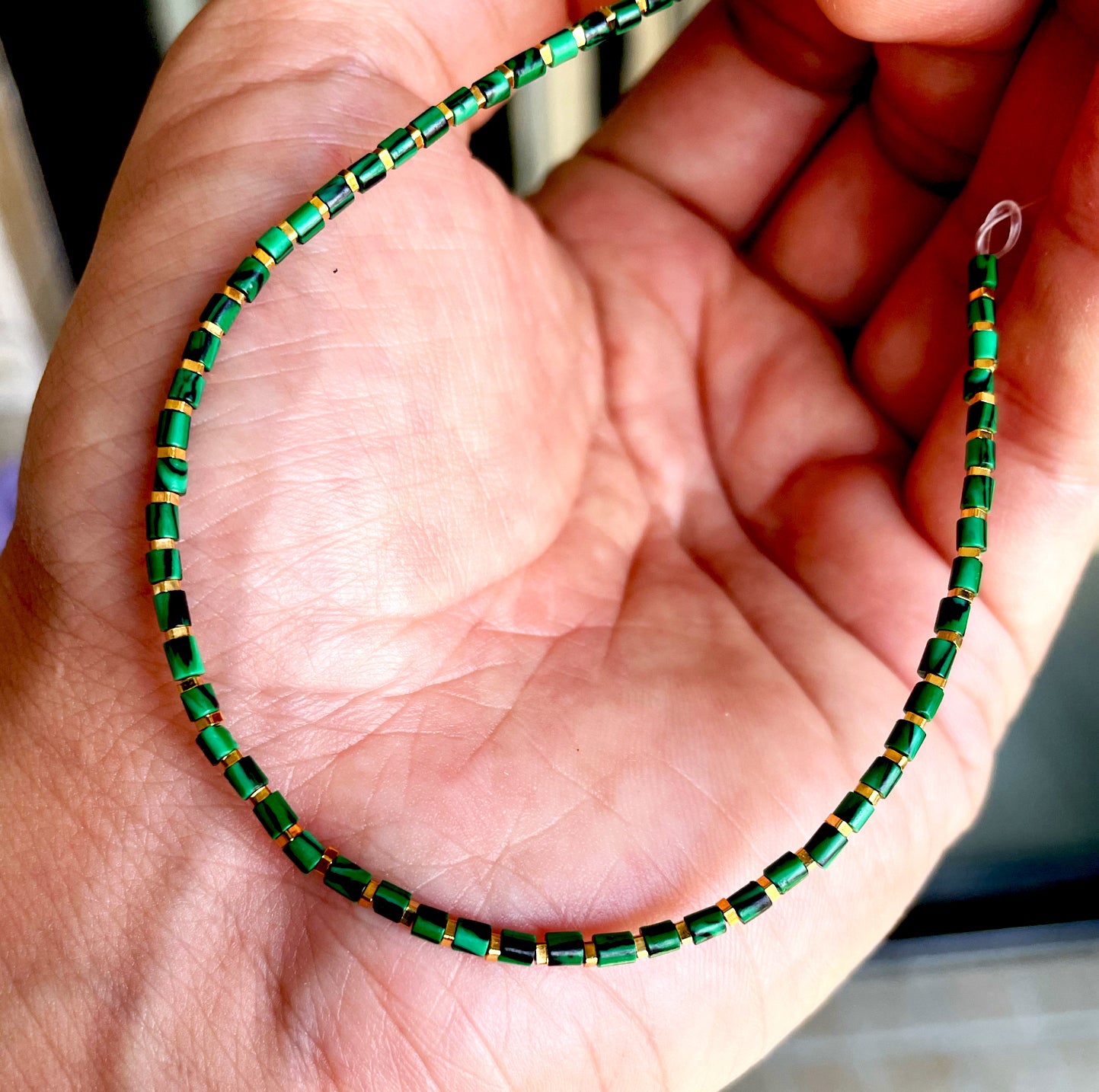 Himalaya Old Antiqe Malachite Beads Bracelet Necklace Real Mini Small Size Tibetan Mala Prayer Beads Natural Chain