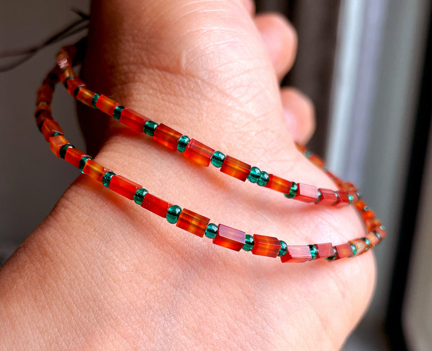 Himalaya Old Antiqe Red Agate Bracelet Necklace Real Mini Small Size Carnelian Tibetan Mala Prayer Beads Natural Sardonyx