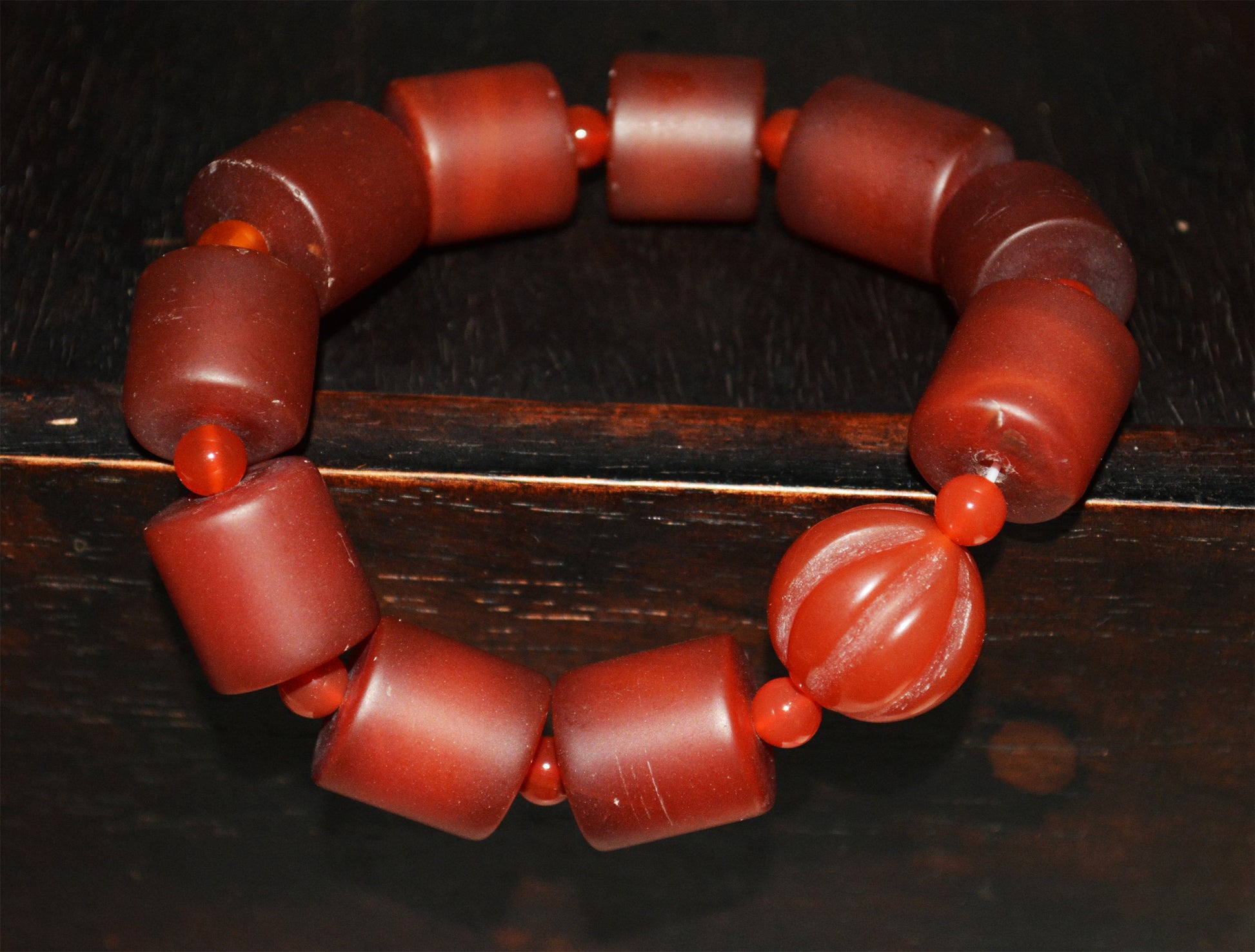 Himalayan Antique Nanhong Pema Raka Agate Bracelet Mala Prayer Beads Tibet Carnelian Rosary  Genuine Worry Amulet