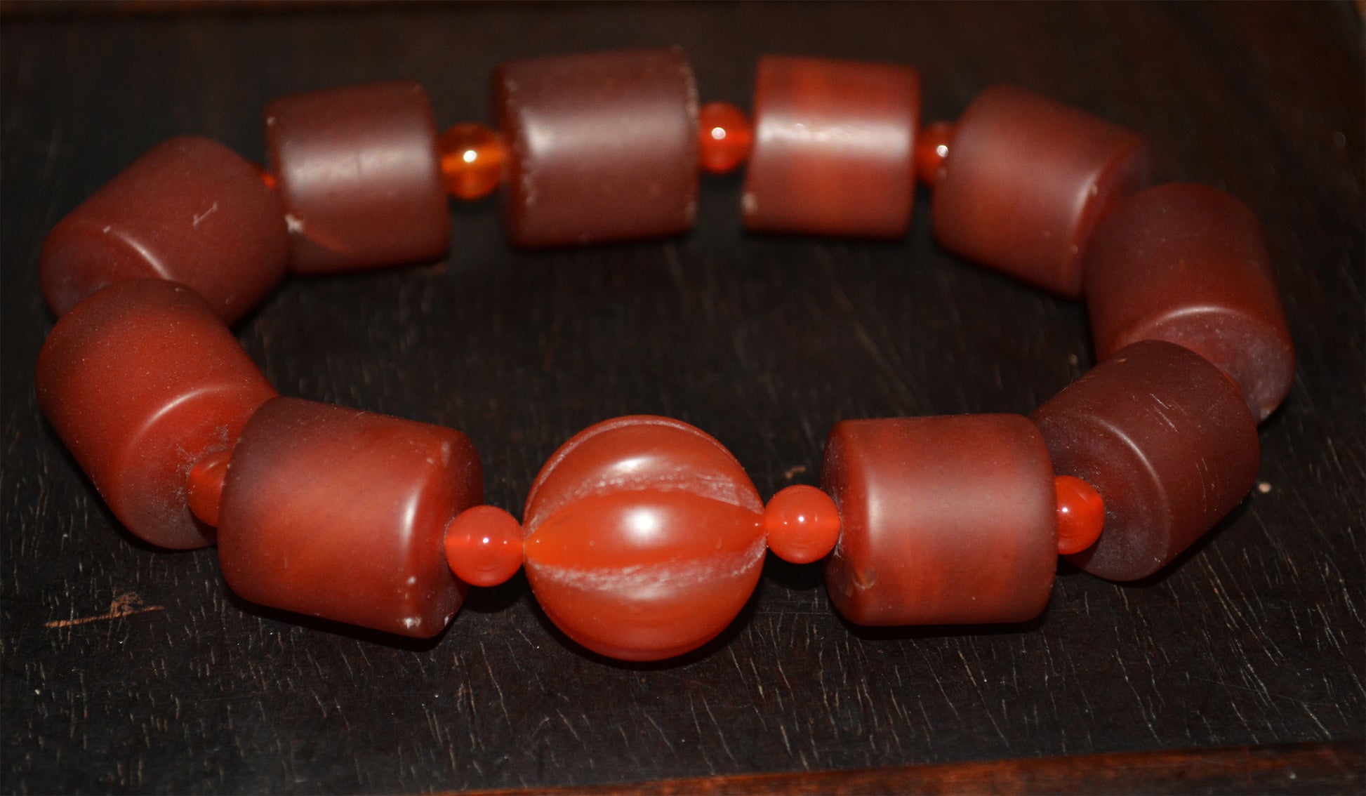 Himalayan Antique Nanhong Pema Raka Agate Bracelet Mala Prayer Beads Tibet Carnelian Rosary  Genuine Worry Amulet