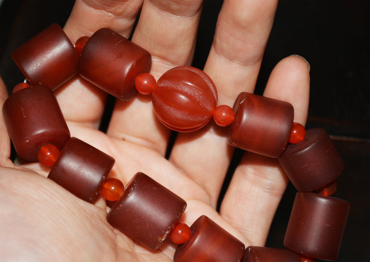 Himalayan Antique Nanhong Pema Raka Agate Bracelet Mala Prayer Beads Tibet Carnelian Rosary  Genuine Worry Amulet