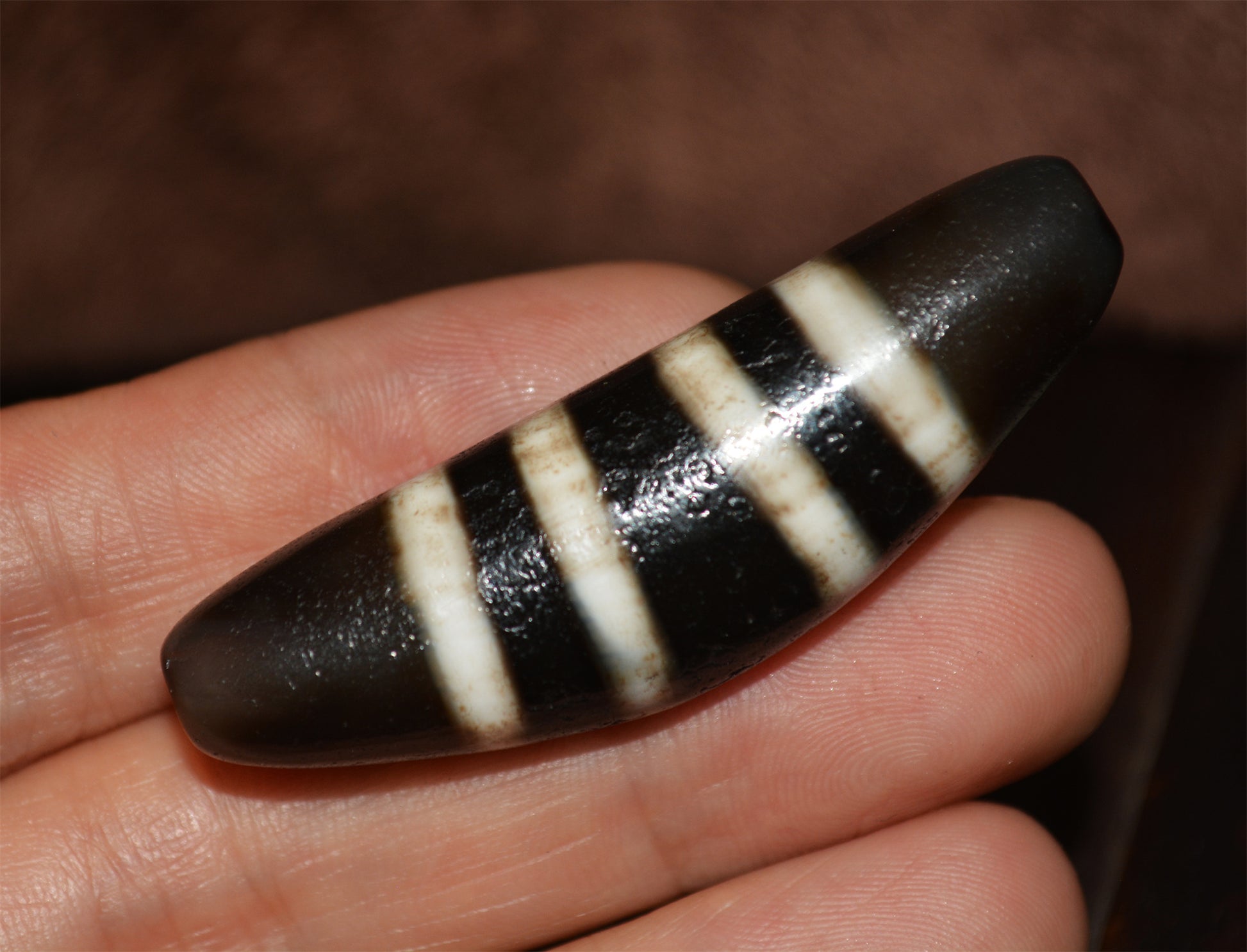 Himalayan Old Ancient Four Seven Stripes Dzi Bead 4 Striped Amulet Real Tibet Agate Gzi