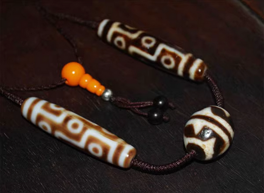 Himalayan Old Ancient Nine Eyes Dzi Bead Amulet Pendant Tibet Agate Real Pure Tiger Tooth Water Wave Gzi Antique Talisman