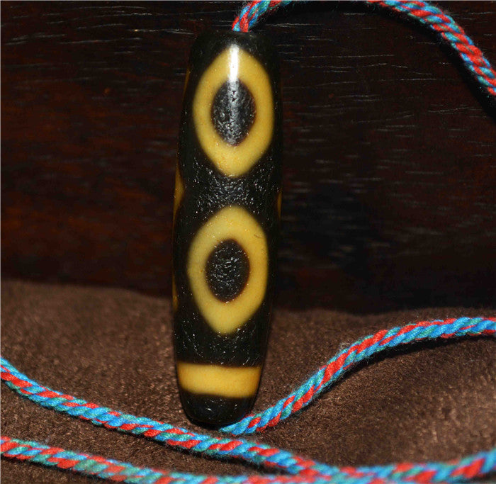 Himalayan Old Ancient Three Eyes Dzi Bead Pendant Tibetan Amulet Real Agate Nepal 3 Eyed Pure Gzi Talisman Bracelet