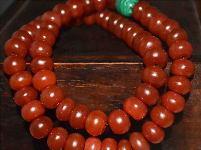 Himalayan Old Antique Real Pema Raka Mala Prayer Beads Red Agate Nanhong Carnelian Tibet Rosary Bracelet