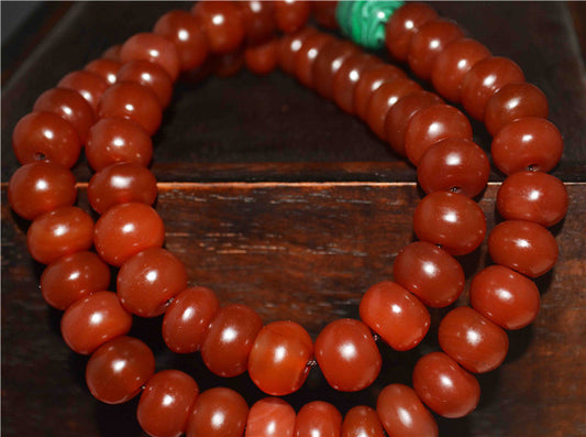 Himalayan Old Antique Real Pema Raka Mala Prayer Beads Red Agate Nanhong Carnelian Tibet Rosary Bracelet