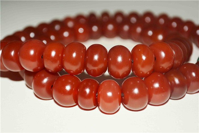 Himalayan Old Antique Real Pema Raka Mala Prayer Beads Red Agate Nanhong Carnelian Tibet Rosary Bracelet