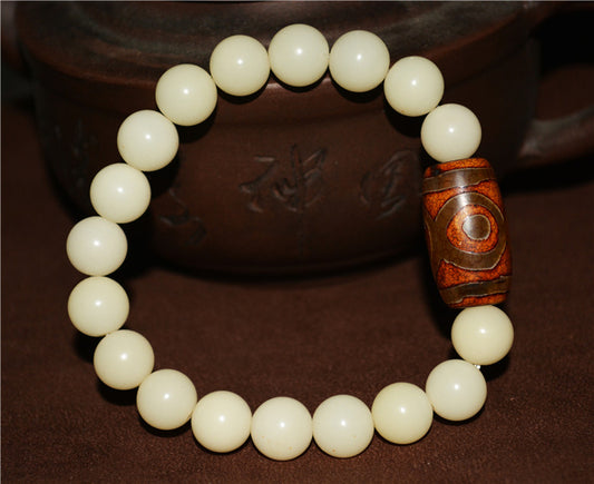 Himalayan Old Three Eyes Dzi Bead Amulet Bracelet Real Tibet Agate 3 Eyed Pure Gzi Talisman