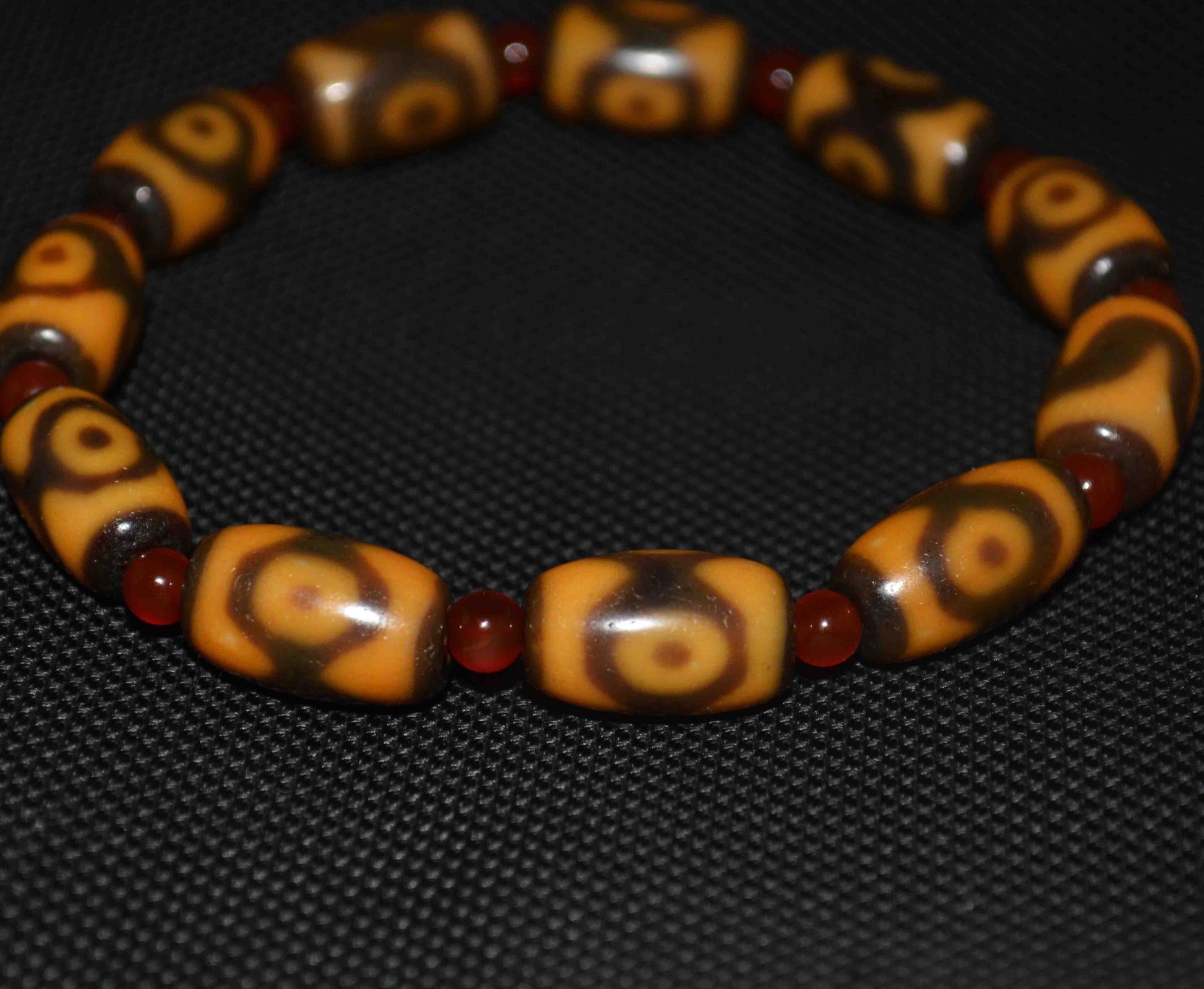 Himalayas Ancient Three Eyes Dzi Bead Bracelet Amulet Real Tibetan Mala Agate Pure 3 Eyed Gzi Old Antique Genuine Talisman Prayer Beads