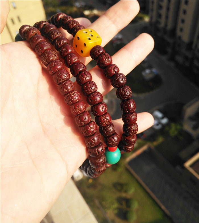 Himalayas Old Antique Rudraksha Bodhi Seeds Mala Prayer Beads 108 Rosary Bracelet Tibet