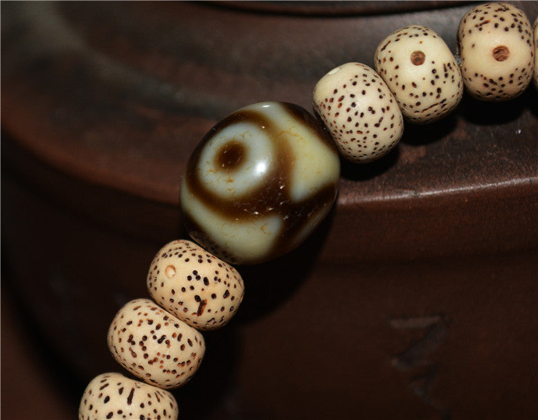 Himalayas Old Three Eyes Dzi Bead Amulet Bracelet Real Tibet Agate 3 Eyed Pure Gzi Talisman