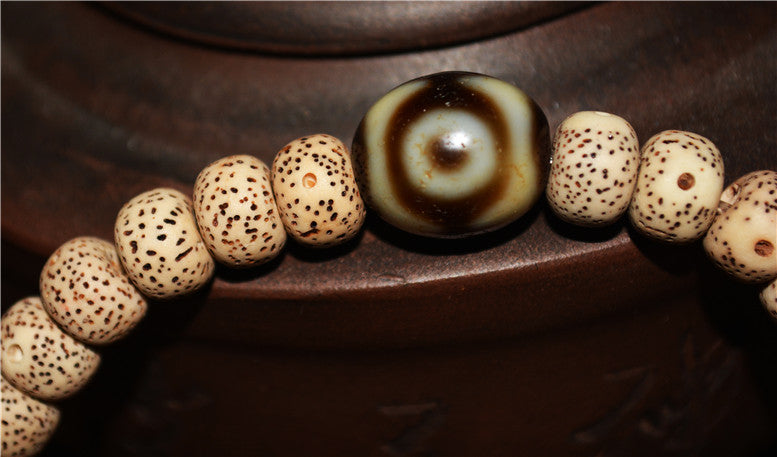 Himalayas Old Three Eyes Dzi Bead Amulet Bracelet Real Tibet Agate 3 Eyed Pure Gzi Talisman