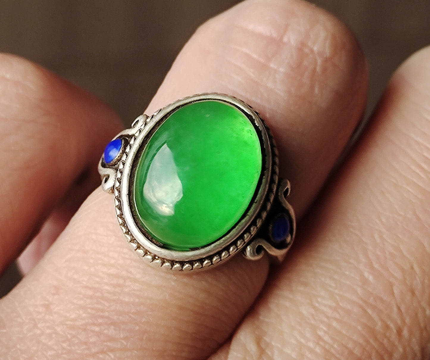 Natural Glassy Grade A Jadeite Jade Ring Emerald Green Old Chinese Antique Genuine Certified Real Icy Authentic