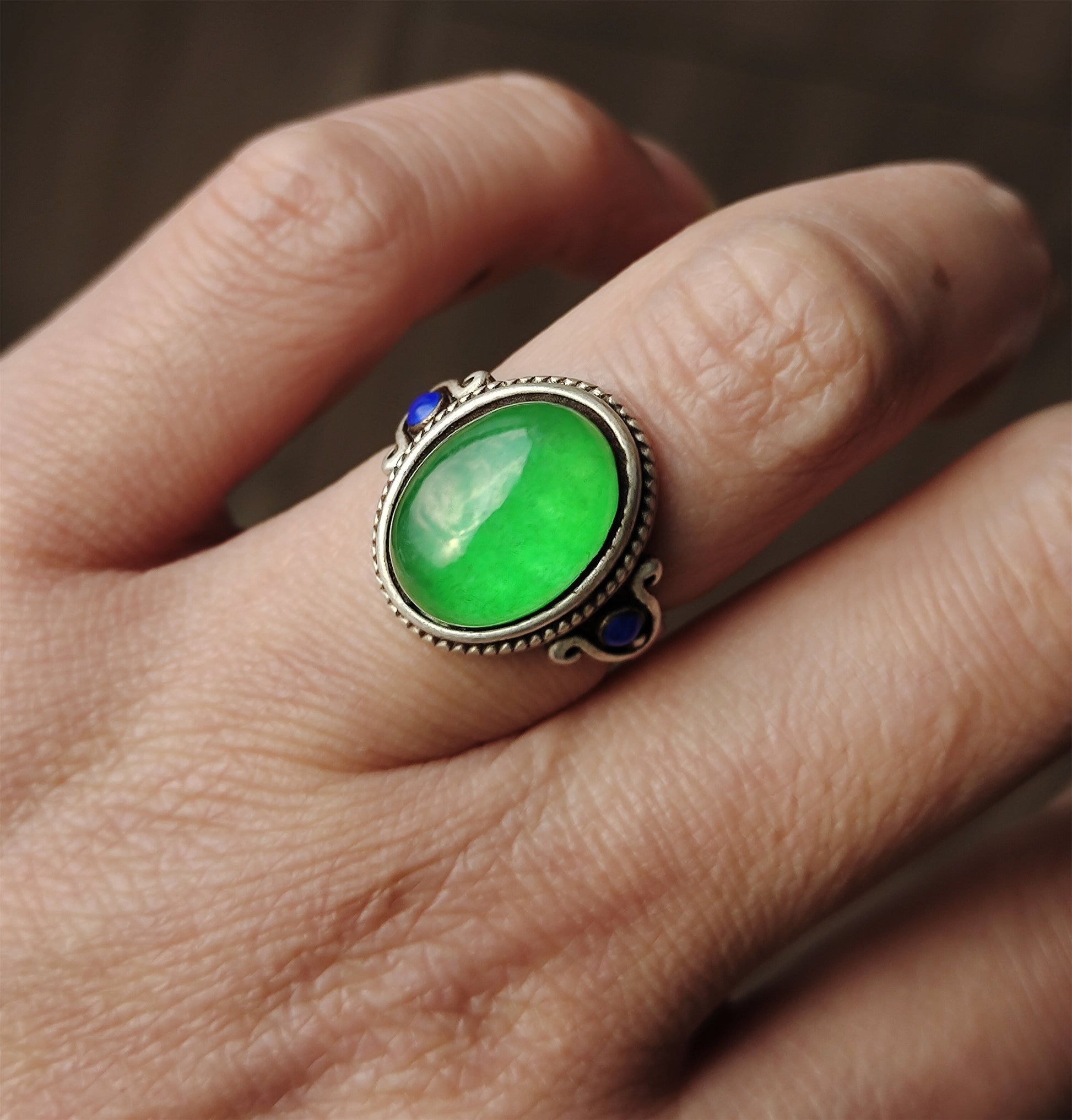 Natural Glassy Grade A Jadeite Jade Ring Emerald Green Old Chinese Antique Genuine Certified Real Icy Authentic