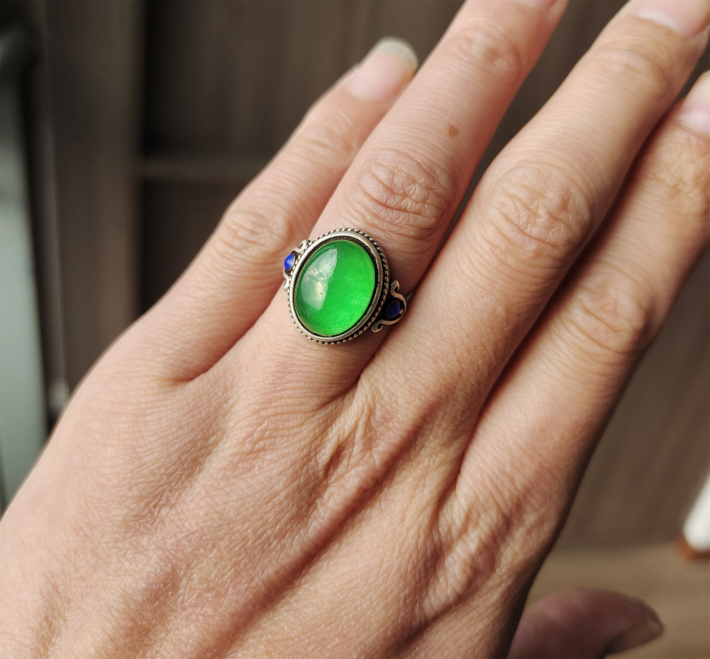 Natural Glassy Grade A Jadeite Jade Ring Emerald Green Old Chinese Antique Genuine Certified Real Icy Authentic