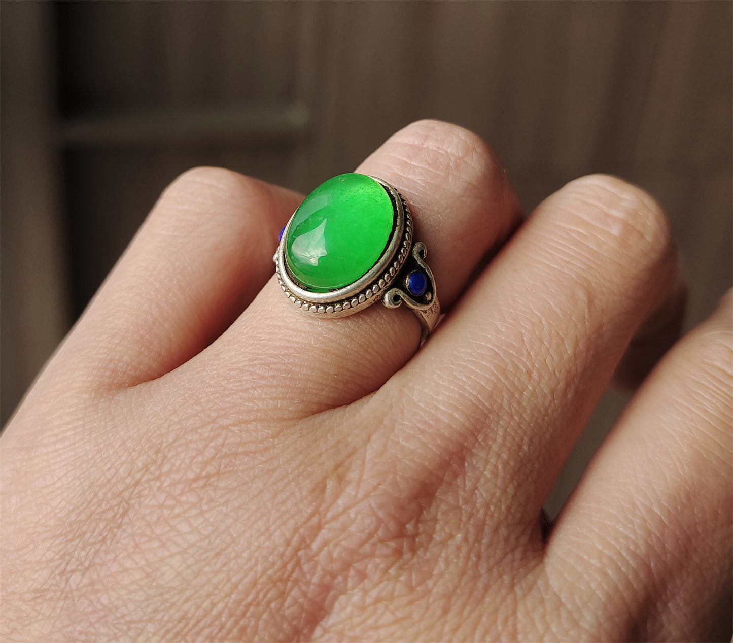 Natural Glassy Grade A Jadeite Jade Ring Emerald Green Old Chinese Antique Genuine Certified Real Icy Authentic