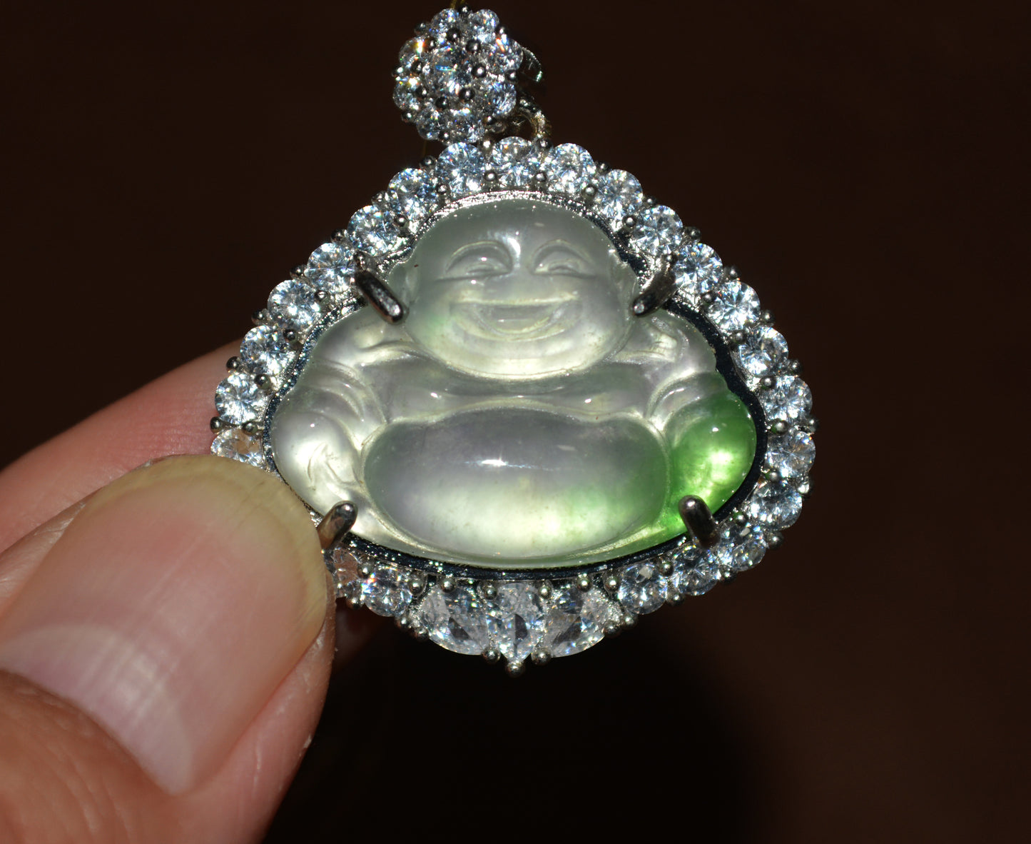 Natural Grade A Glassy Jadeite Jade Pendant Happy Smile Buddha Genuine Glassy Emerald Green Fat Maitreya Real Amulet Talisman