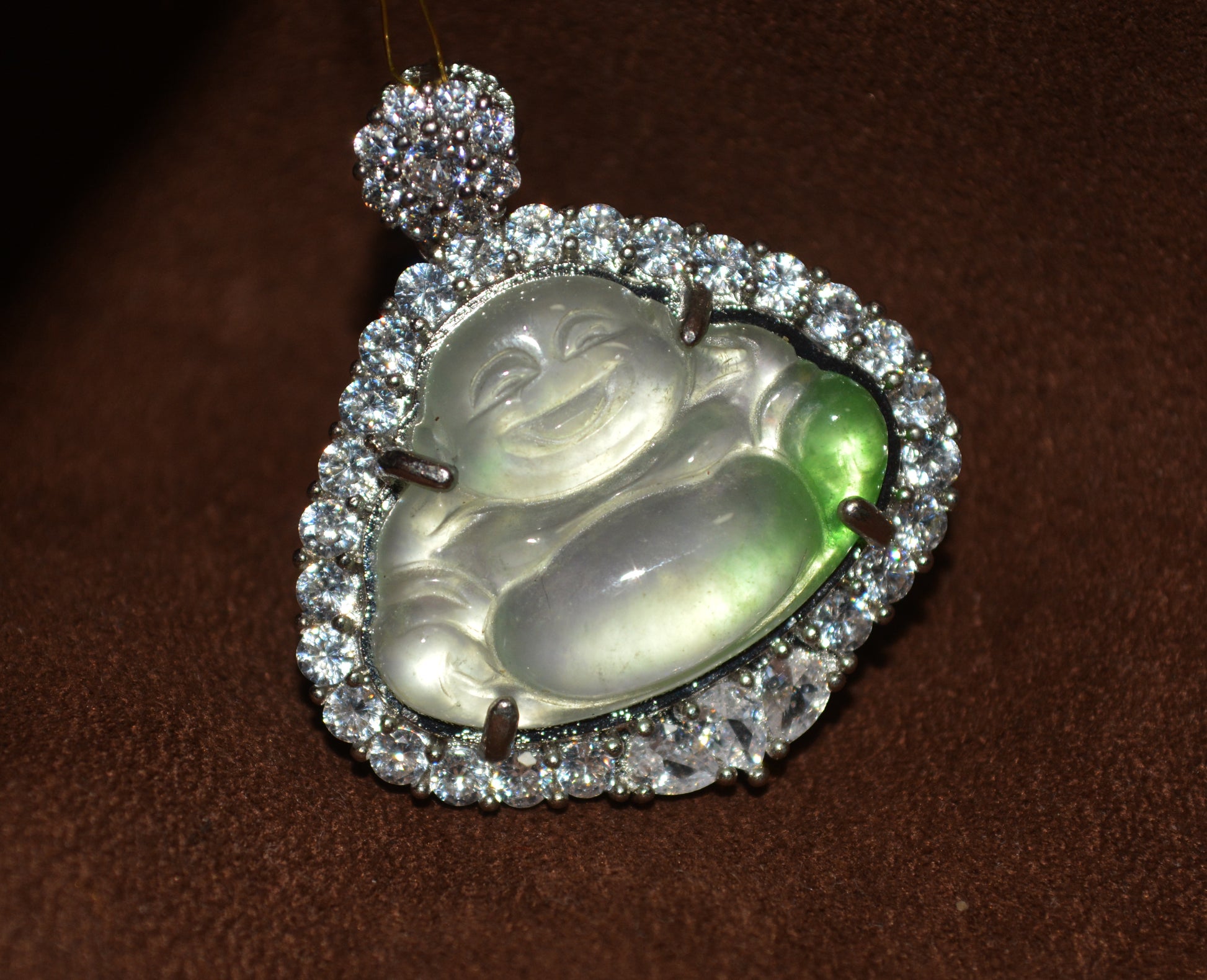 Natural Grade A Glassy Jadeite Jade Pendant Happy Smile Buddha Genuine Glassy Emerald Green Fat Maitreya Real Amulet Talisman