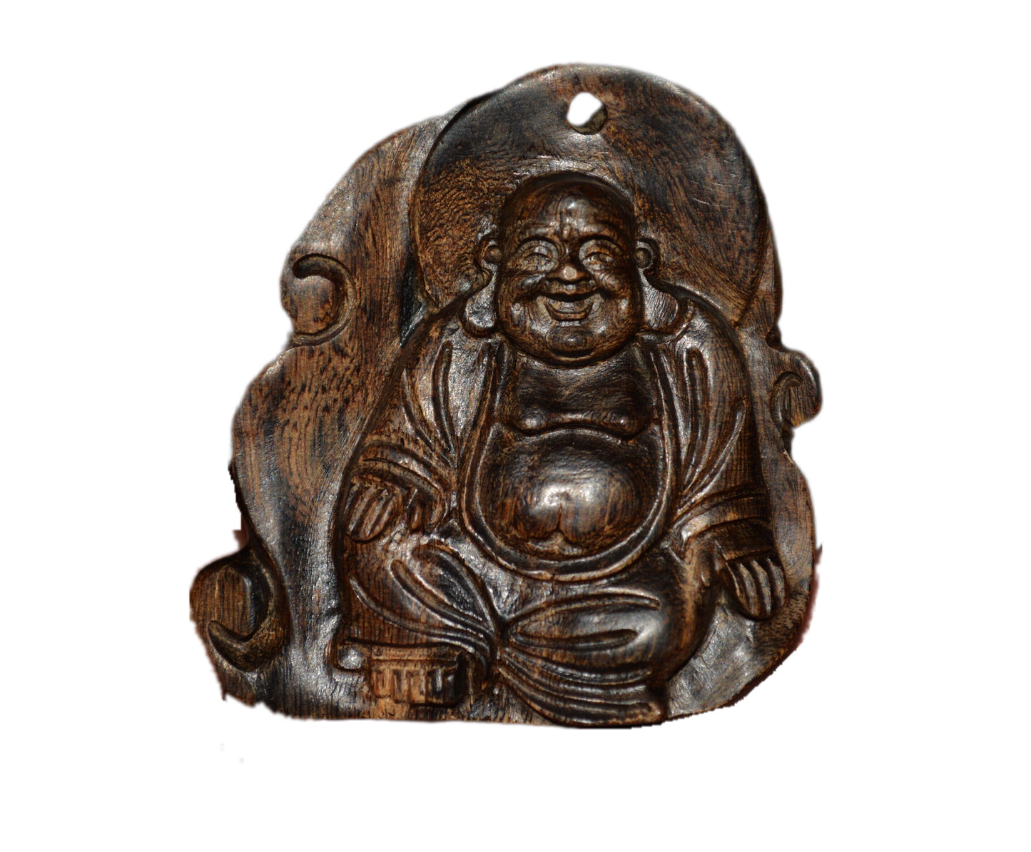 Natural Kalimantan Agarwood Happy Smile Buddha Pendant  Real Wild Aloeswood Kynam Qinan Kinam Netsuke Amulet