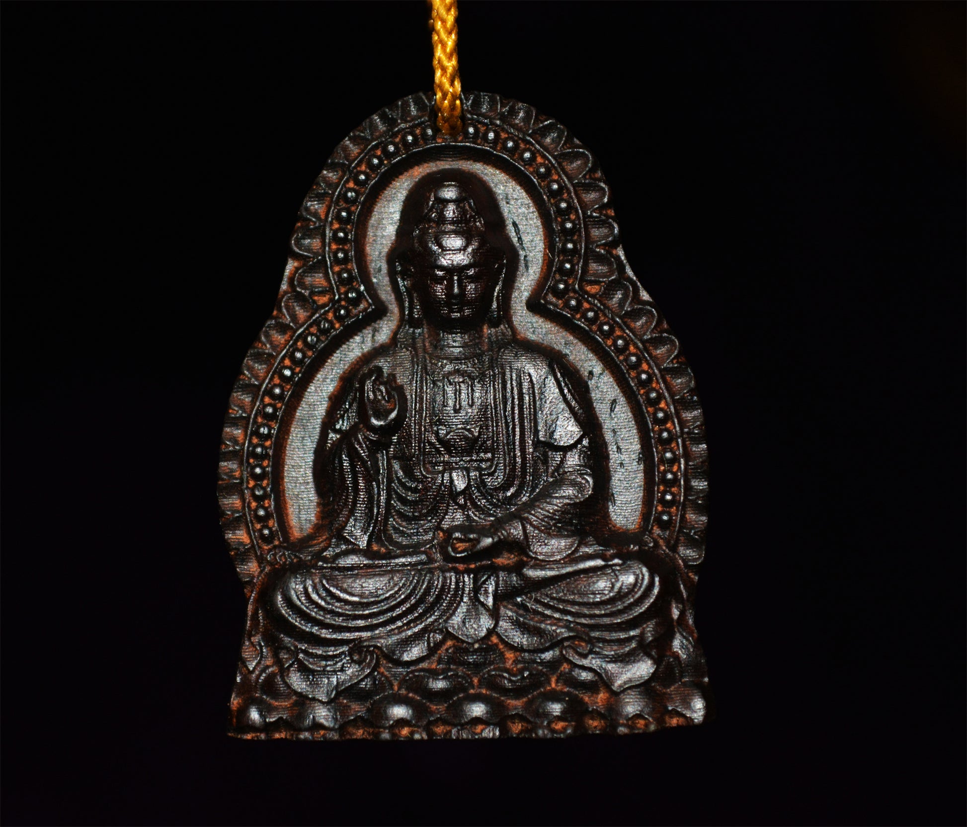 Natural Vietnam Agarwood Kwan Yin Buddha Pendant Guanyin Kynam Amulet Real Wild Aloeswood