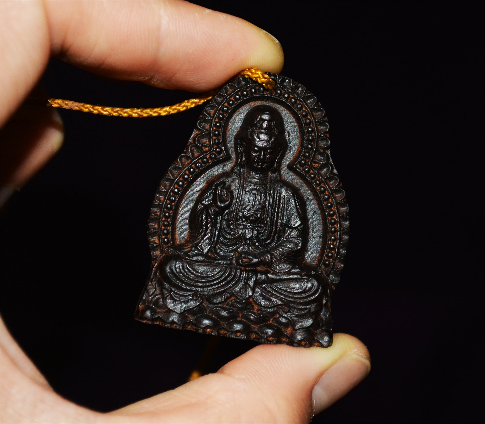 Natural Vietnam Agarwood Kwan Yin Buddha Pendant Guanyin Kynam Amulet Real Wild Aloeswood