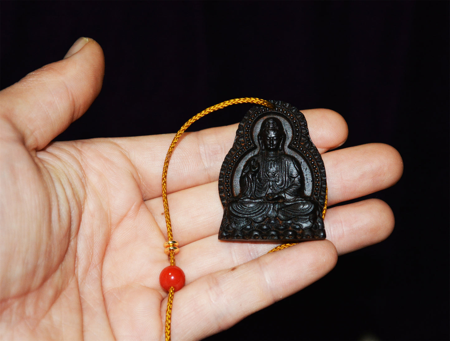 Natural Vietnam Agarwood Kwan Yin Buddha Pendant Guanyin Kynam Amulet Real Wild Aloeswood