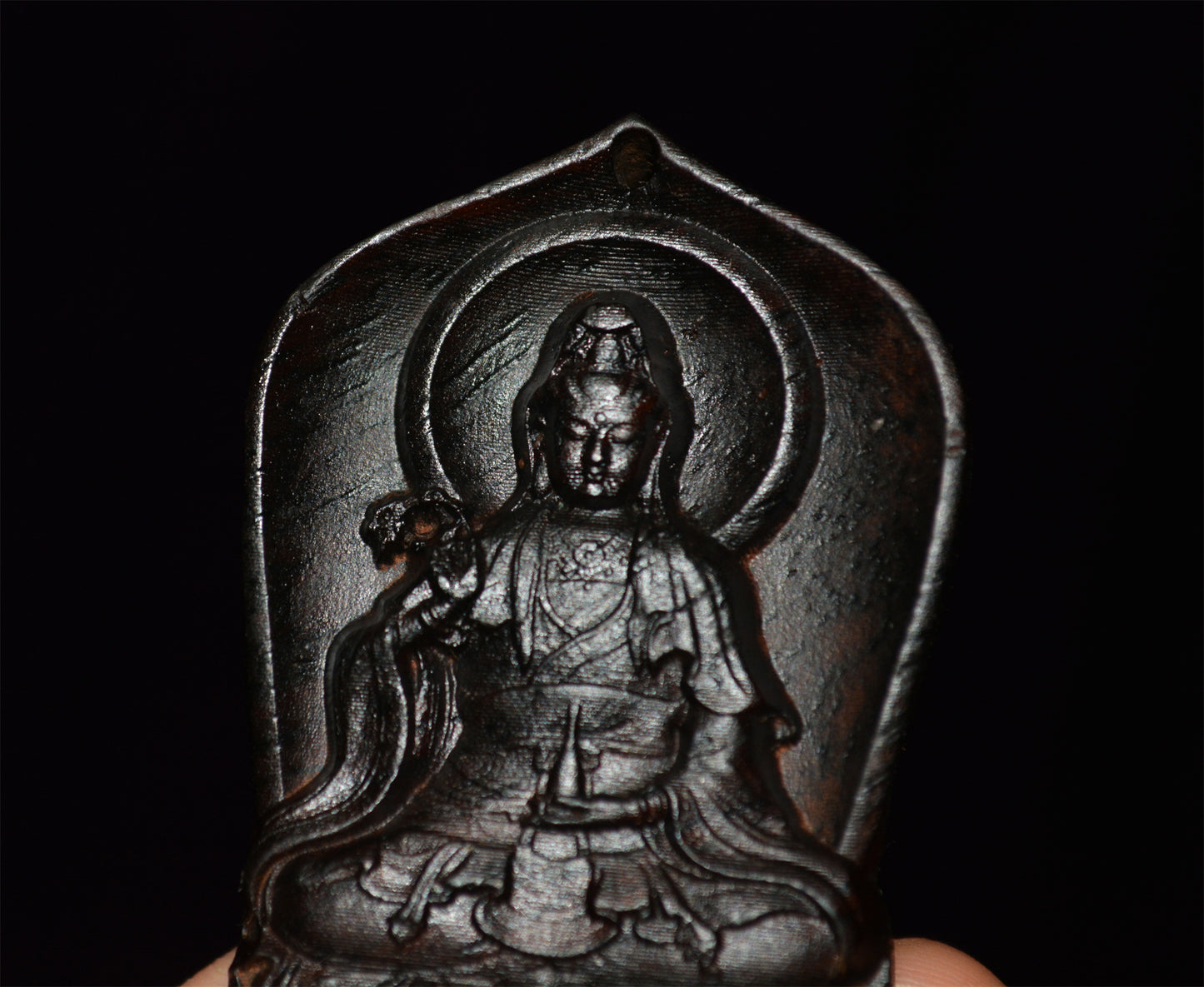 Natural Vietnam Wild Agarwood Kwan Yin Buddha Pendant Guanyin Kinam Amulet Real Aloeswood