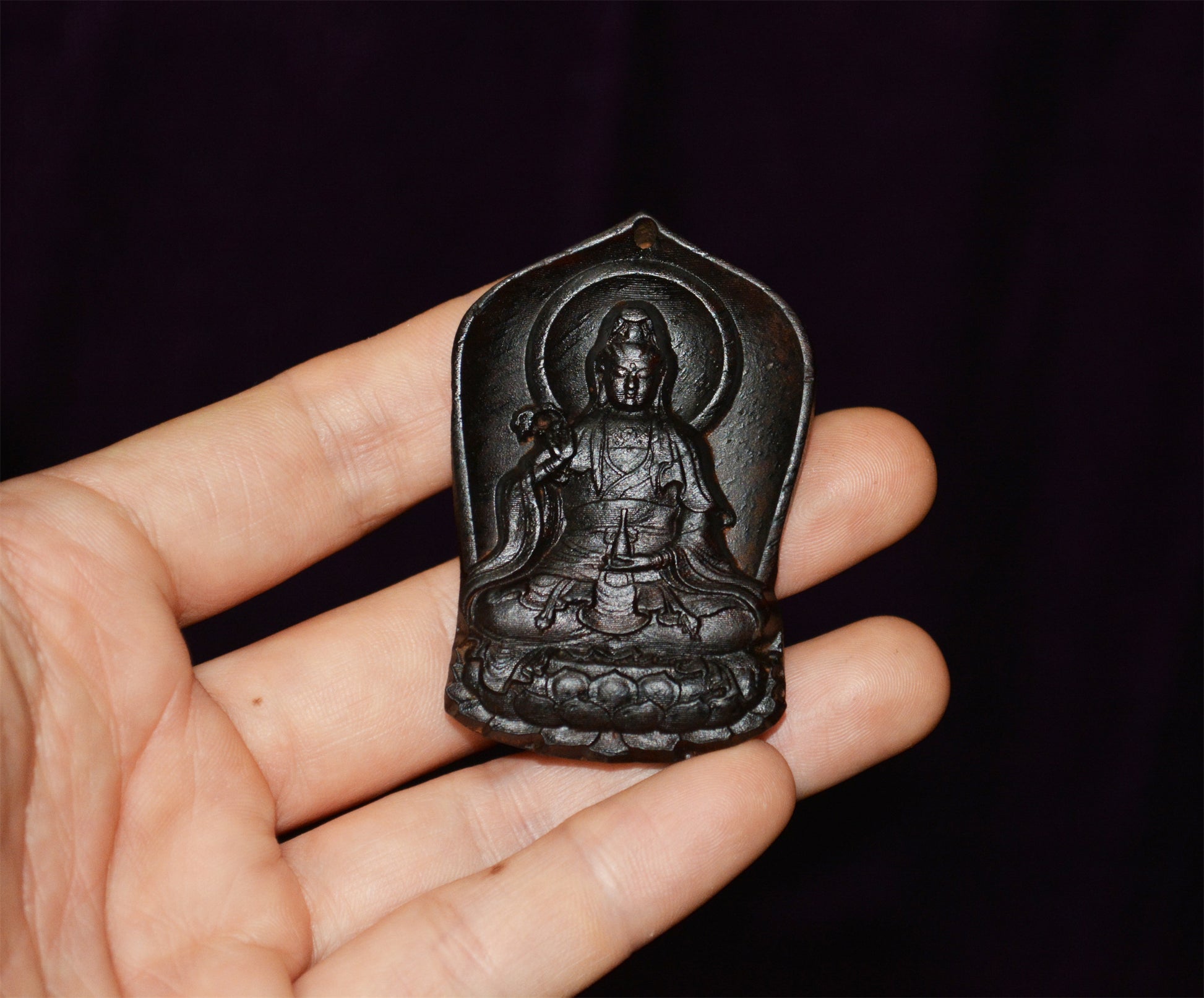 Natural Vietnam Wild Agarwood Kwan Yin Buddha Pendant Guanyin Kinam Amulet Real Aloeswood