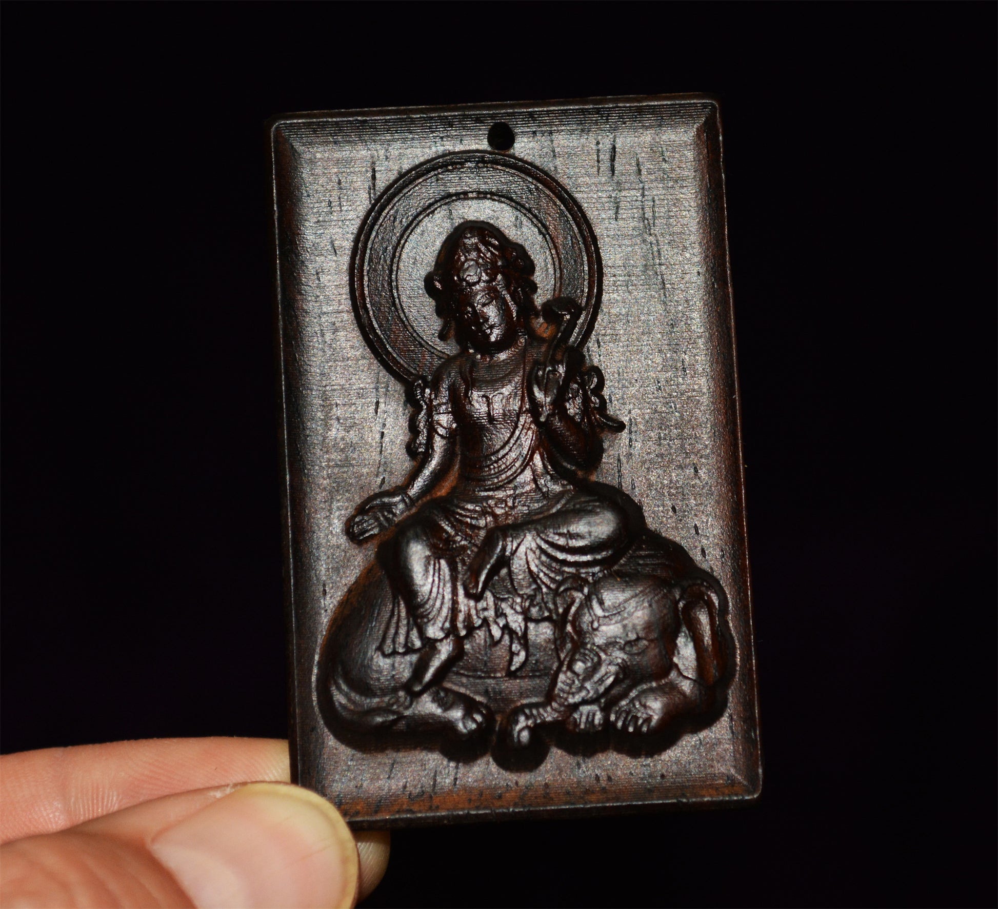 Natural Vietnam Wild Aloeswood Kwan Yin Buddha Pendant Guanyin Kinam Amulet Real Agarwood