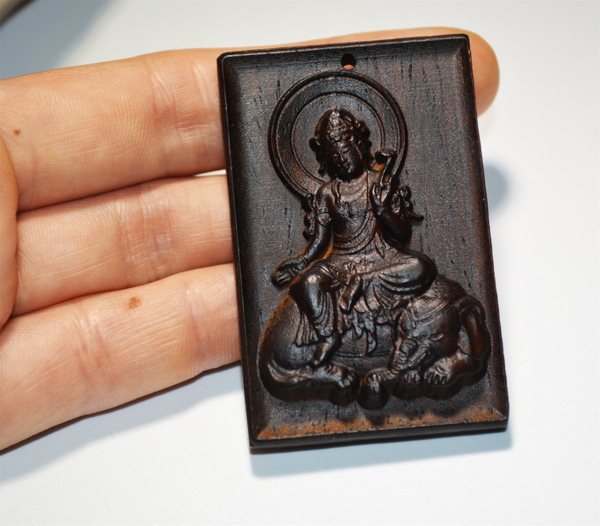 Natural Vietnam Wild Aloeswood Kwan Yin Buddha Pendant Guanyin Kinam Amulet Real Agarwood