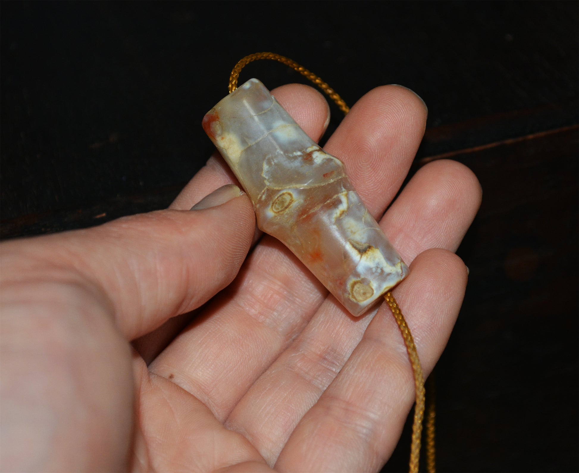 Old Ancient Agate Bead Bracelet Real Excavated Carnelian Pendant Genuine