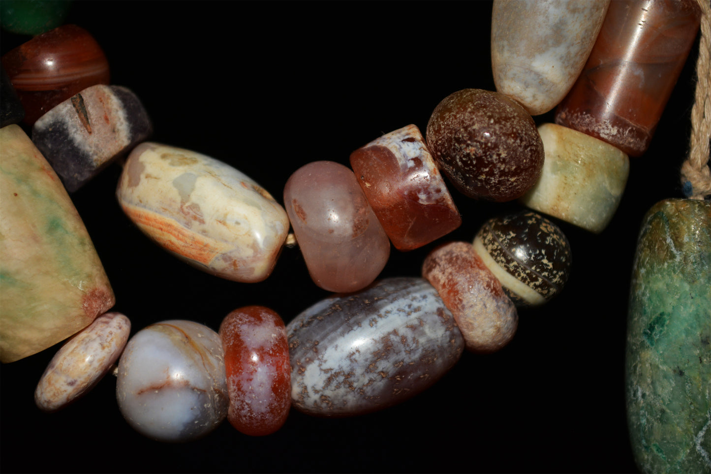 Old Ancient Excavated Agate Beads Amazonite Bracelet Real Banded Carnelian Necklace Strands Antique Genuine Amulet Mala