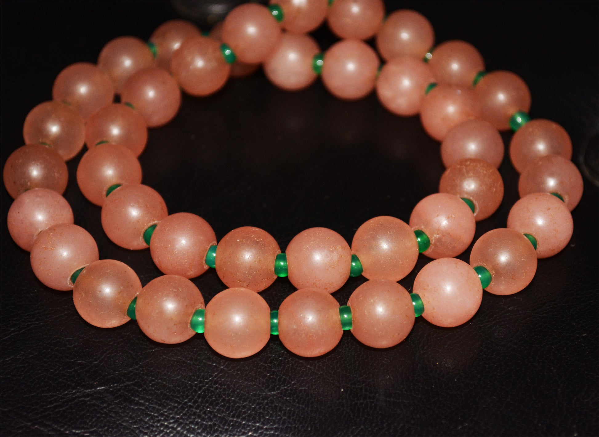 Old Antique Pink Agate Beads Necklace Bracelet Carnelian Genuine Mala Prayer Strands