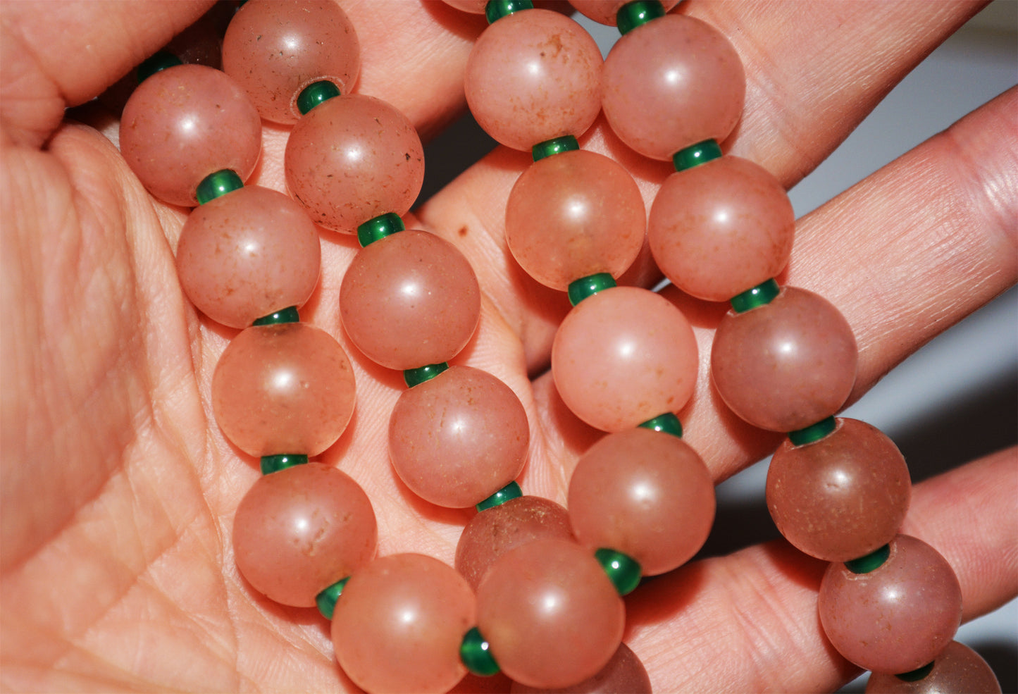 Old Antique Pink Agate Beads Necklace Bracelet Carnelian Genuine Mala Prayer Strands