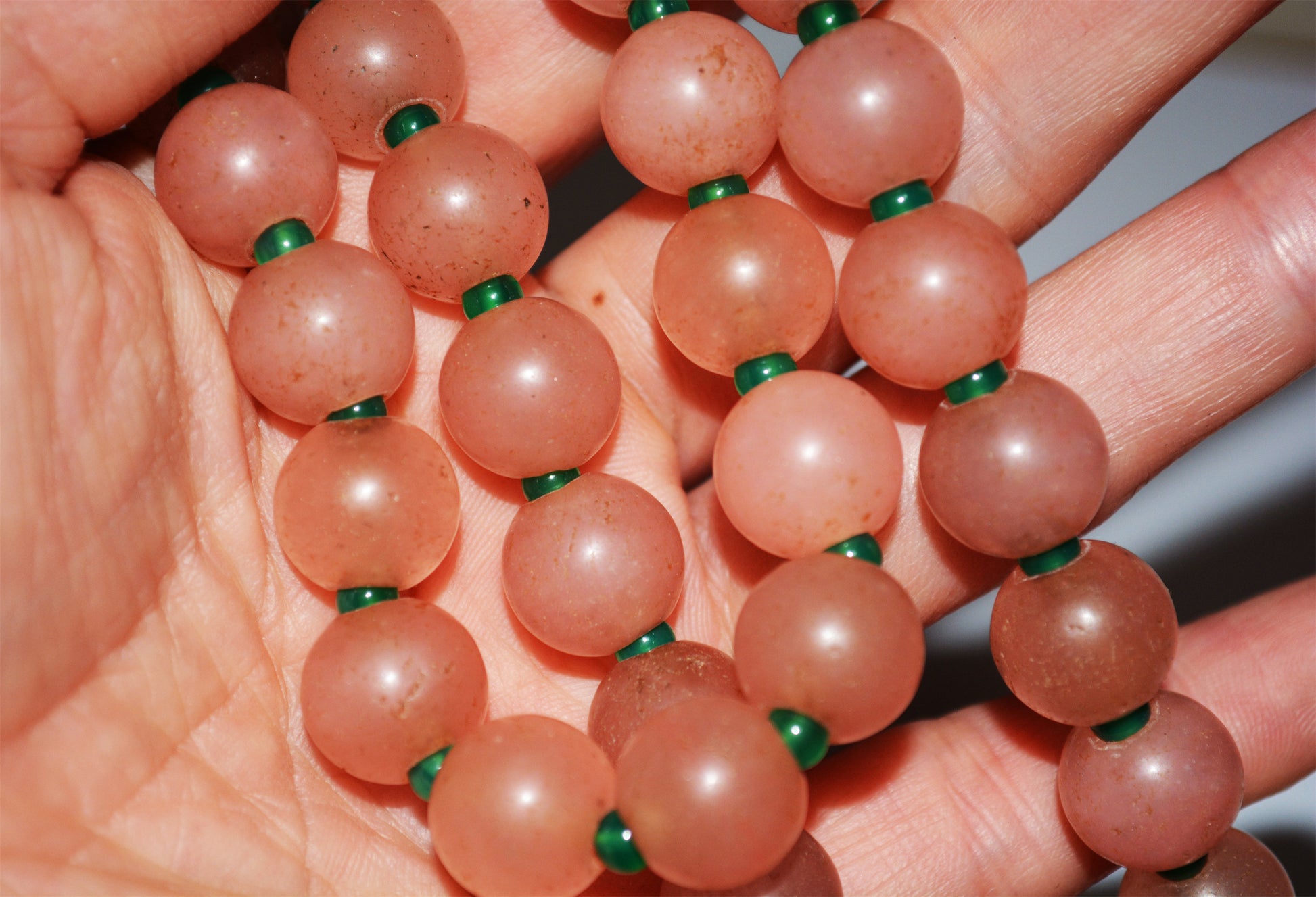 Old Antique Pink Agate Beads Necklace Bracelet Carnelian Genuine Mala Prayer Strands