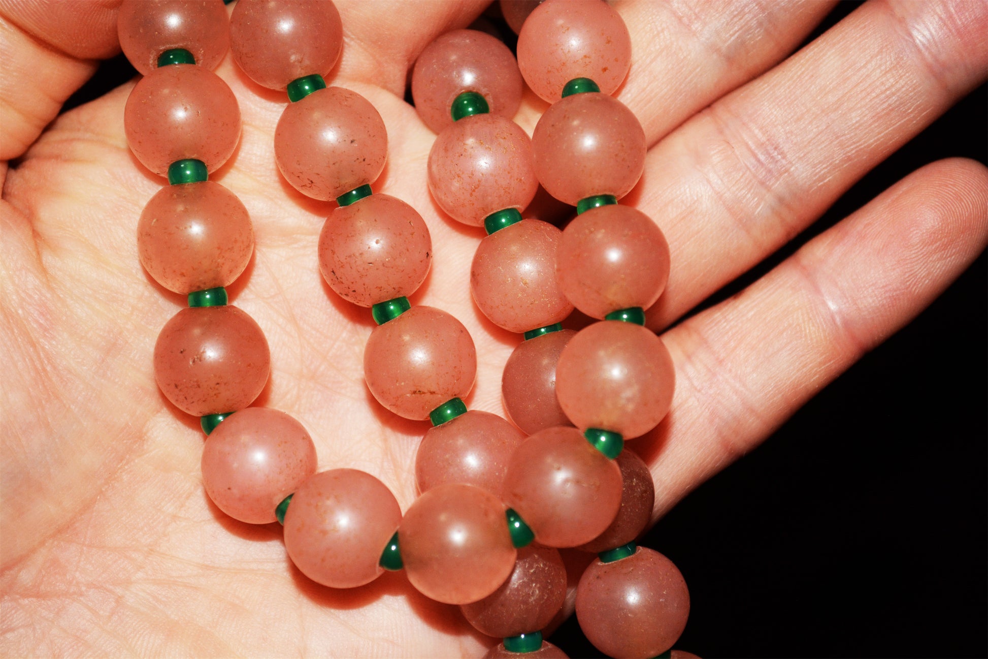 Old Antique Pink Agate Beads Necklace Bracelet Carnelian Genuine Mala Prayer Strands