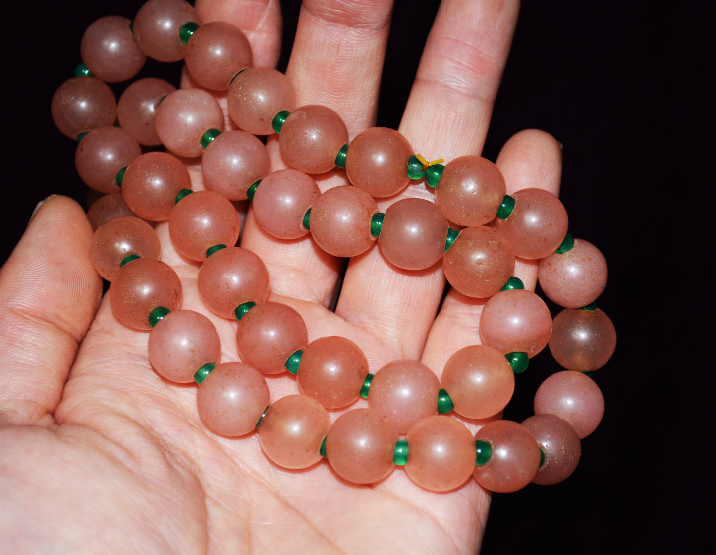 Old Antique Pink Agate Beads Necklace Bracelet Carnelian Genuine Mala Prayer Strands