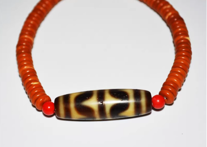 Real Old Ancient Himalayan Water Wave Dzi Bead Amulet Tibetan Tiger Tooth Gzi Pendant Genuine Antique Agate ZigZag Talisman Bracelet