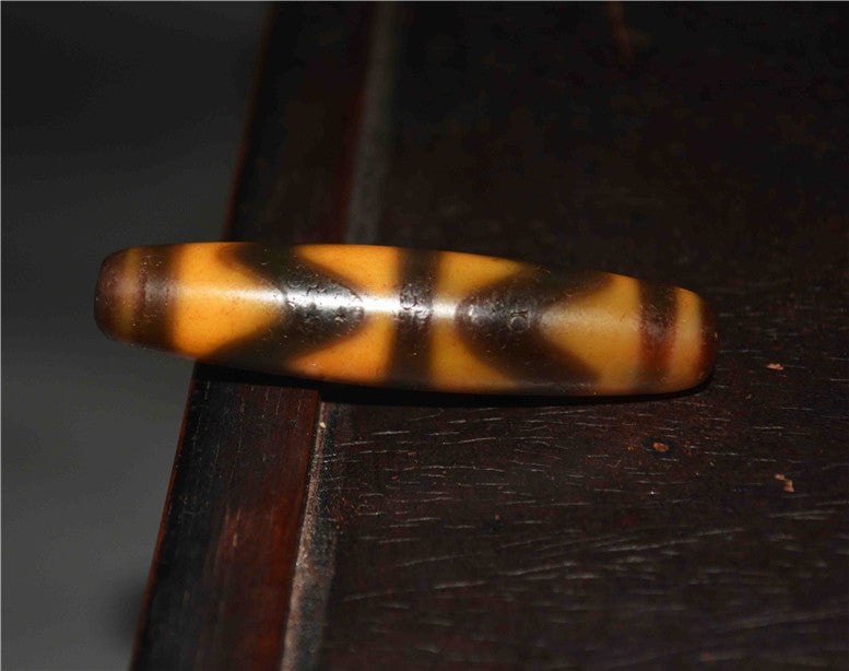 Real Ancient Himalayas Tiger Tooth Dzi Bead Amulet Water Wave Himalayan Genuine Zigzag Agate Gzi Pendant