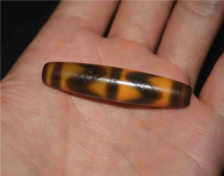 Real Ancient Himalayas Tiger Tooth Dzi Bead Amulet Water Wave Himalayan Genuine Zigzag Agate Gzi Pendant