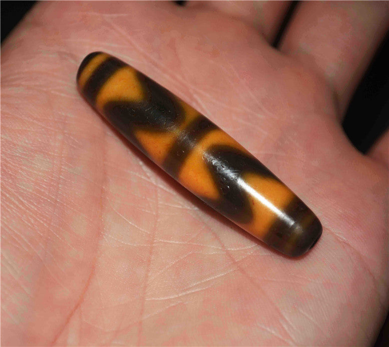 Real Ancient Himalayas Tiger Tooth Dzi Bead Amulet Water Wave Himalayan Genuine Zigzag Agate Gzi Pendant