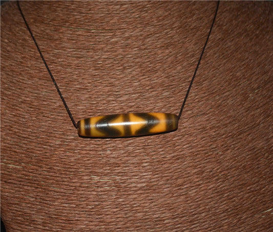 Real Ancient Himalayas Tiger Tooth Dzi Bead Amulet Water Wave Himalayan Genuine Zigzag Agate Gzi Pendant